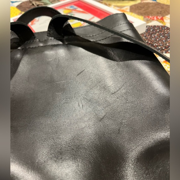 Portland Leather goods, backpack tote, black smooth leather new never carried main image 5